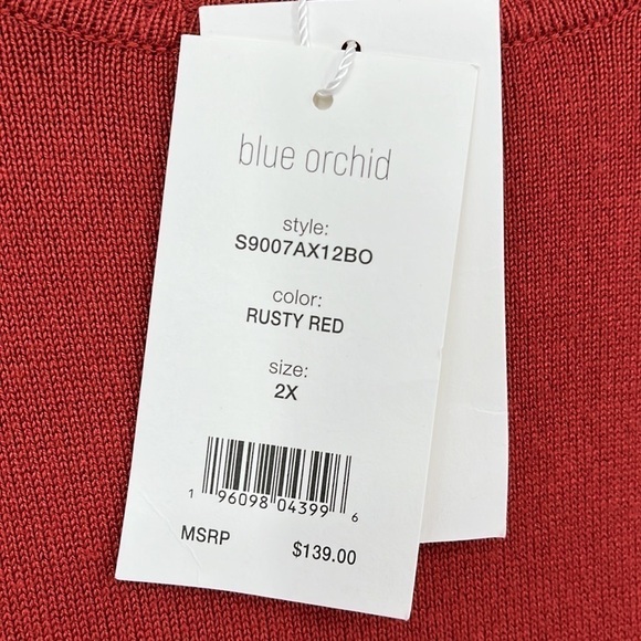 Blue Orchid Belted Mock Neck Midi Dress Rust Orange Plus Size 2XL New with tags! - Picture 4 of 14